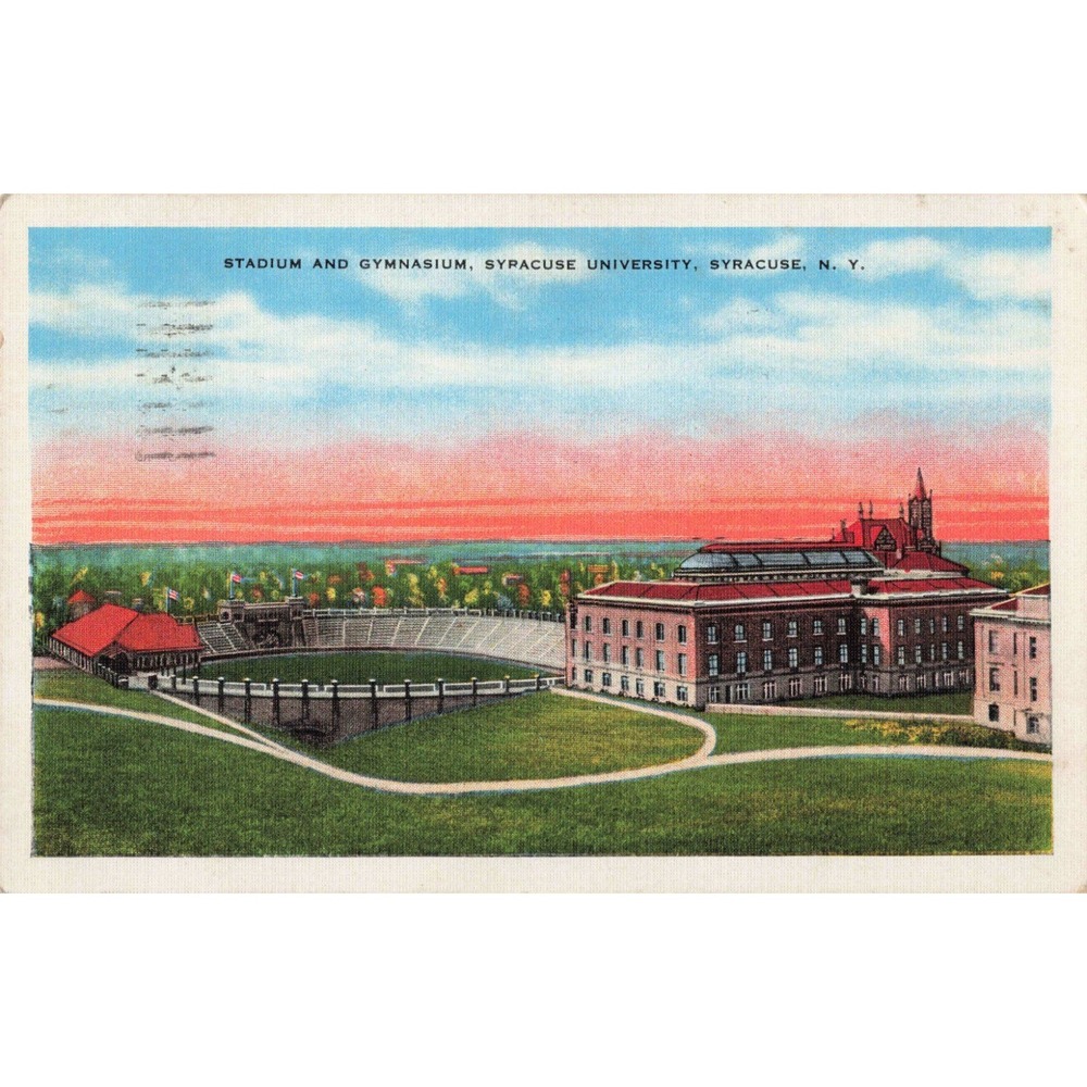 Syracuse University Stadium Gymnasium Syracuse New York NY 1937 Linen Postcard - Picture 1 of 2